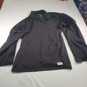 5.11 Tactical Long Sleeve 1/4 Zip Pullover Shirt Black Size Large Security BDU